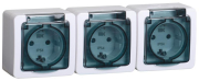 ГЕРМЕС PLUS дымчатый Розетка 3-местная О/У с/з с крышкой РСб23-3-ГПБд IP54